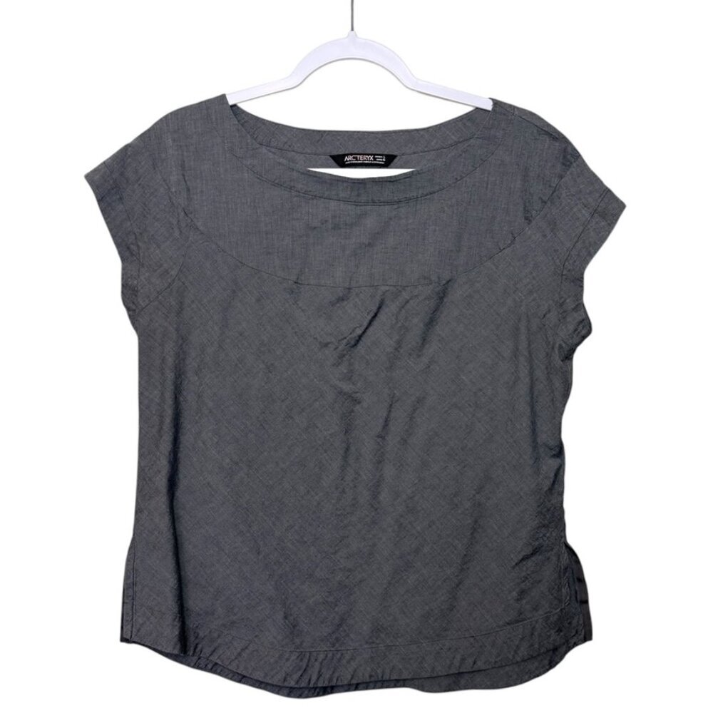 Arc'teryk Scoop neck Cap Sleeve Blouse Women L Dark Grey Cotton Lightweight